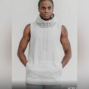 NWT NOBULL Women’s Sleeveless Crowl Neck Fleece Hoodie Light Gray - Size XS